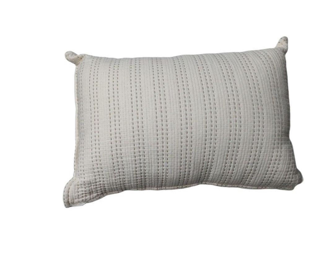 Oake Home Contrast Stitch Decorative Pillow, Cream, 16"x24"